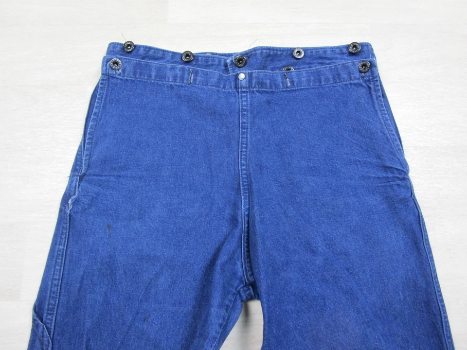 Pantalones de mezclilla de trabajo para hombre lavado oscuro hechos por Amish (31x30,5) solapa delantera carpintero Foto 3 de 4