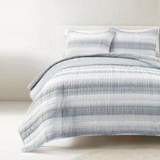 Lush D cor 3pc Full/Queen Yarn Dyed Textured Striped Waffle Quilt