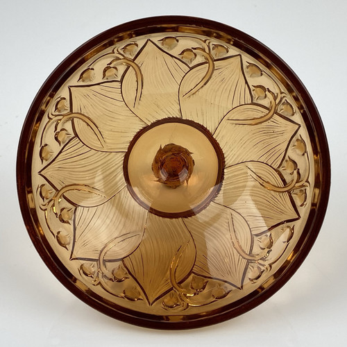 Fenton Glass Amber Opalescent Brown LILY OF THE VALLEY Covered Lidded Candy Dish - Picture 11 of 11
