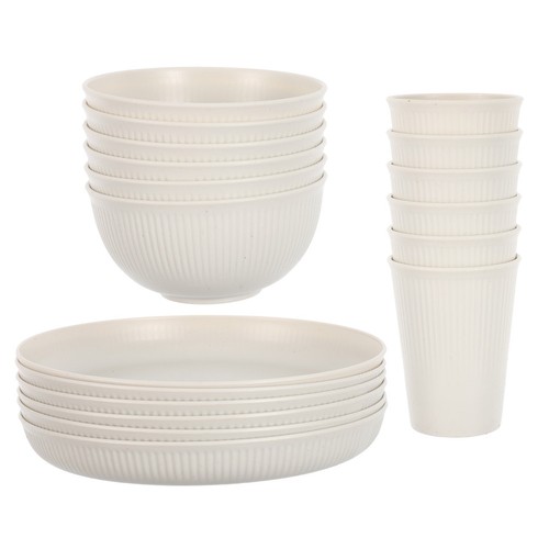  18pcs Dinnerware Sets: Unbreakable Plates Bowls Cups Set for 6 - Reusable - Picture 1 of 12