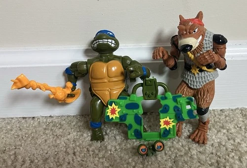 Vintage 1990 TMNT Action Figures Playmates Wacky Action & Wacky Weapons Lot #2