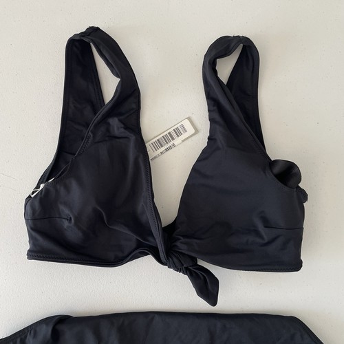 Everlane Renew Size S Coquette Tie Front Top High Rise Bikini Bottom Set Black - Picture 9 of 11