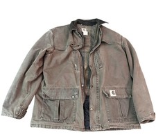 Carhartt Blanket Lined Chore Jacket Mens L Brown C10CHT USA Made Rare