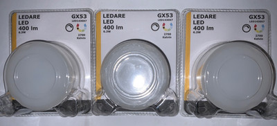 Three (3x) IKEA Ledare LED GX53 400 lm 2700 KELVIN 402.953.35 - NEW