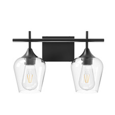 2-Light Bathroom Vanity Lights Over Mirror, Bath Wall Sconce Lamp Clear Glass
