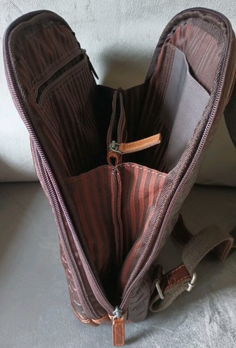 Brown Leather Back Pack With Plenty Of Pockets Jack George's Women's/Mens Roomy - Picture 12 of 19