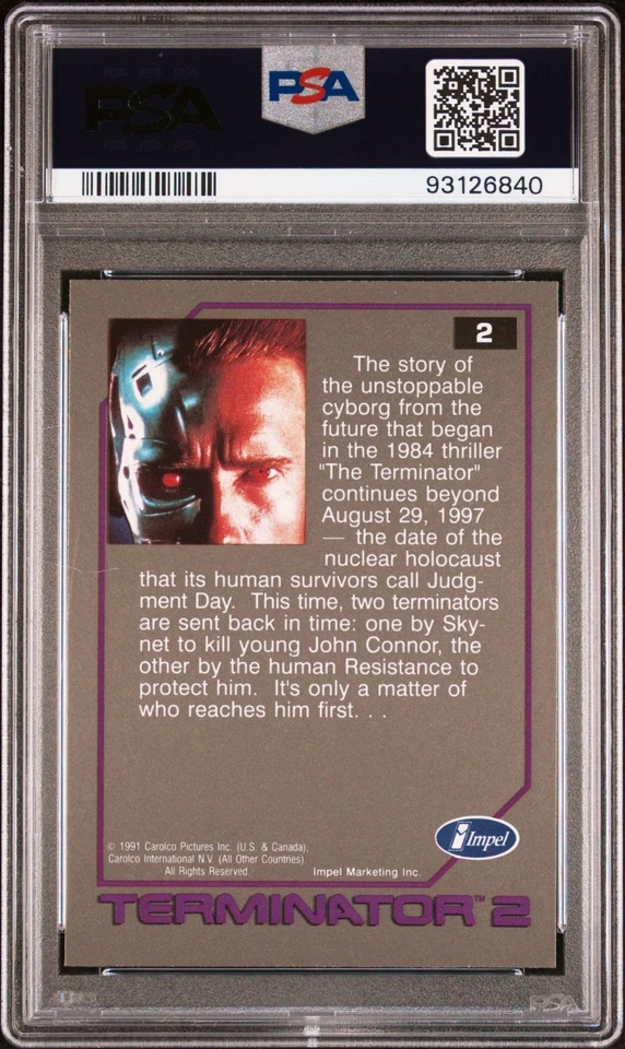 1991 Impel Terminator 2 - #2 Arnold Schwarzenegger Rookie RC - PSA 10 GEM MINT - Image 3 of 4