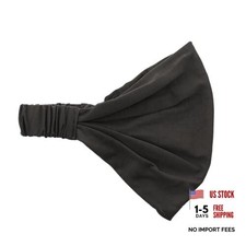 Wide Cotton Head Band Solid Boho Yoga Style Soft Hairband for Women  Dark Grey