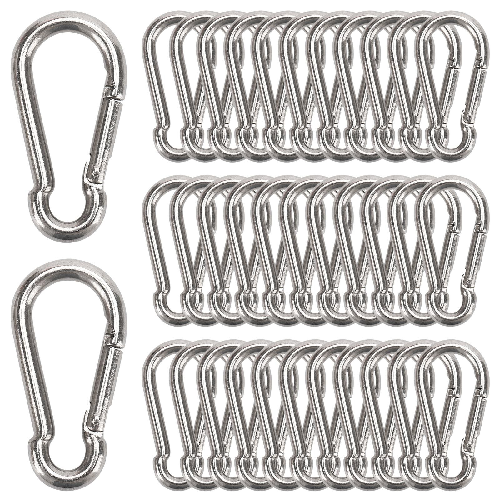 35 Pcs Small Carabiner Clip, 1.57 inch 304 Stainless Steel Inch, Silver