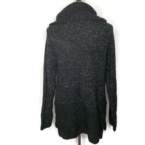 DKNY Chunky Knit Cowl Neck Sweater Womens S Black Long Sleeve Cozy Split Sides - Picture 4 of 12