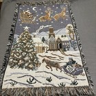 Vintage Christmas Rug Santa Reindeer Sleigh Tree Homemaker 30x48 Holiday Village