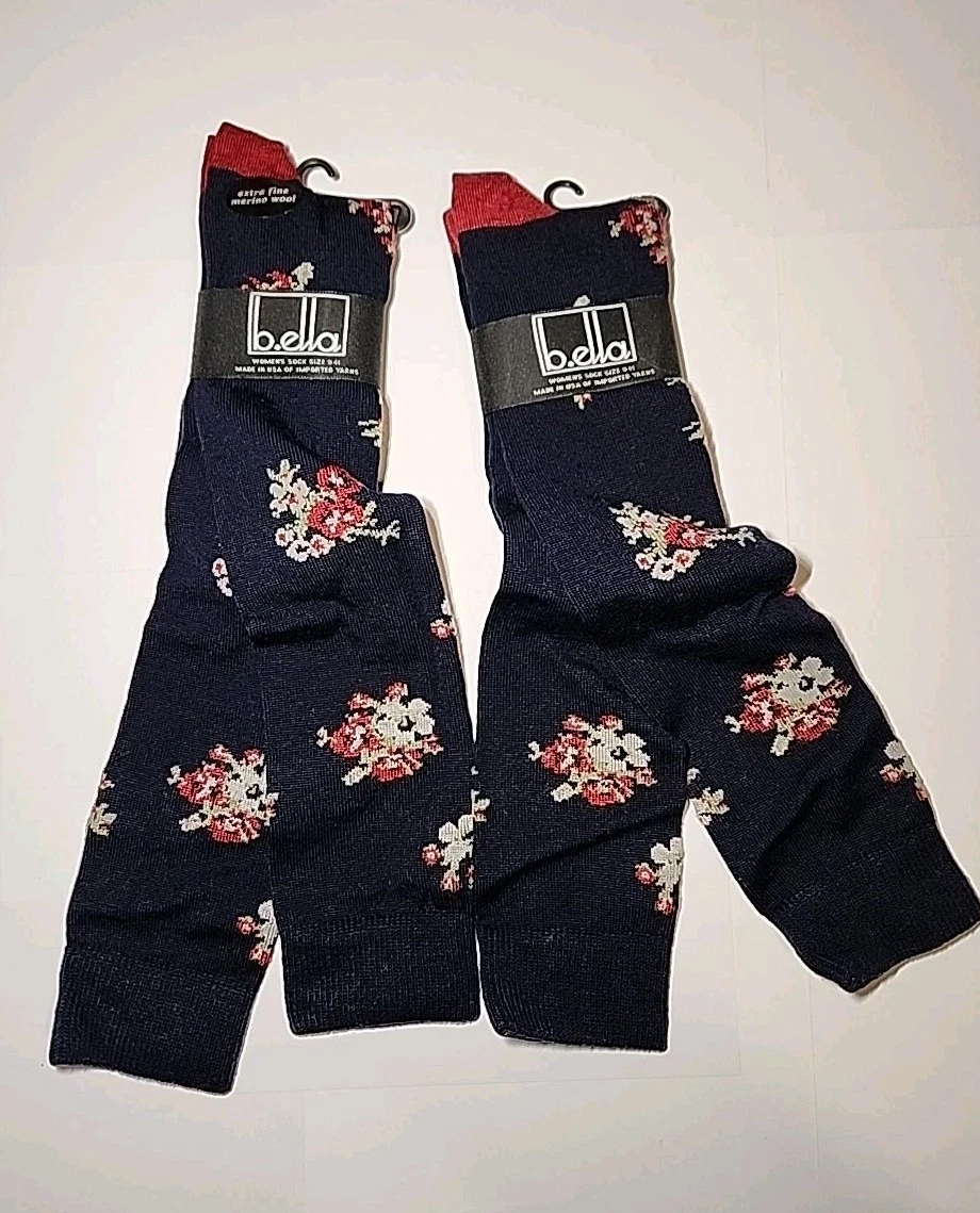 ☆ 2 PAIR ☆ b.ella Johanna Navy Merino Wool Knee High Socks