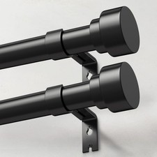 2 Pack Heavy Duty Curtain Rods for Windows 48 to 84 Inch, 1 Inch Black Adjust...