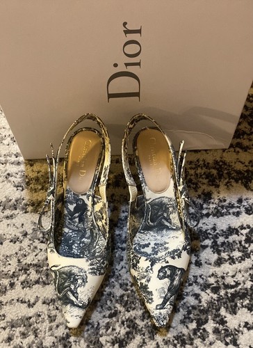 CHRISTIAN DIOR Toile de Jouy Slingback Sweet-D Pumps size 38 - Picture 3 of 9