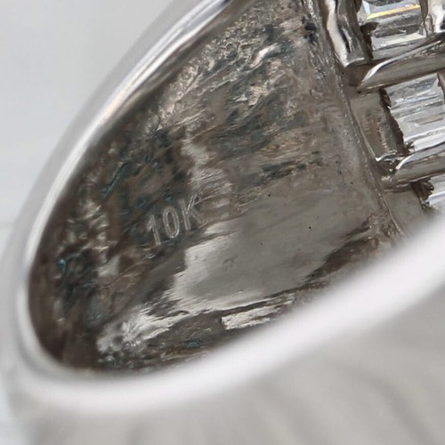 1.80ctw Blue White Diamond Ring 10k White Gold Size 6 Cocktail - Picture 6 of 10