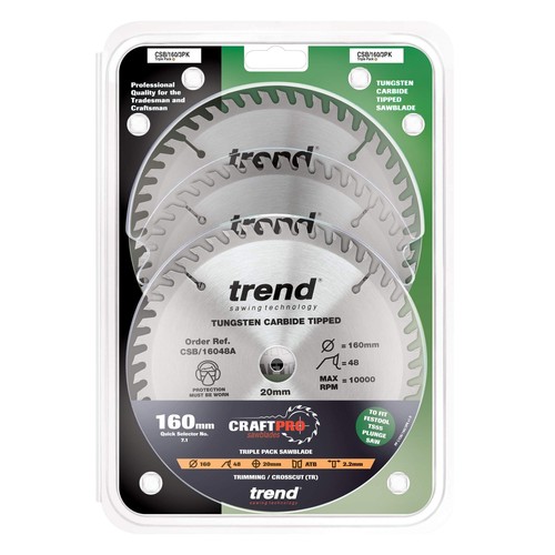 Trend CraftPro TCT Sawblades Triple Pack for Wood, 160mm Diameter, 20mm Bore,... - Picture 4 of 4