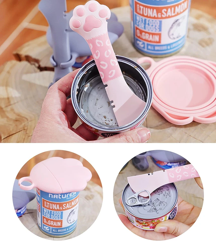 Pet Food Can Cover With Spoon Safe Silicone Paw Cap Can Lids for Dog Cat Food - Image 3 of 4