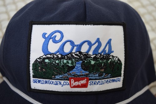 Coors Beer Navy Blue Trucker Baseball Cap Hat Snapback Adjustable Braided Rope - Picture 2 of 4