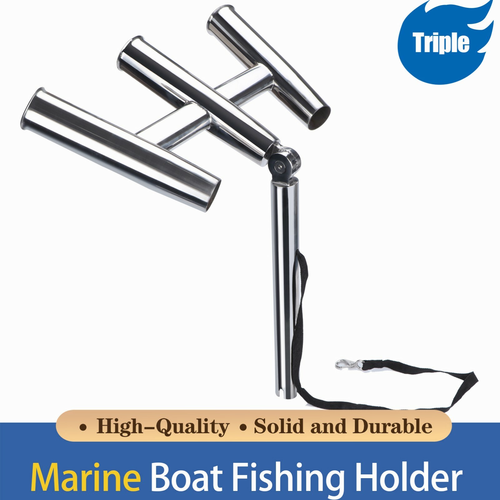 Stainless Stylish-Tree Triple Rod Holder Adjustable 3 Tubes Fishing Outrigger