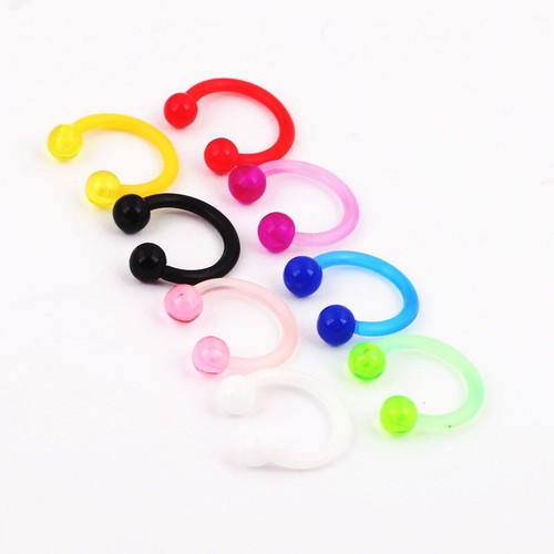 Flexi Bioplast Acrylic Horseshoe Hoop Barbell Earrings Nose Septum Bioflex Helix - Picture 12 of 21