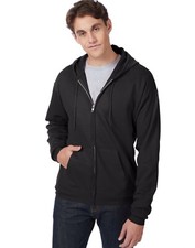 NWT Hanes EcoSmart Black Mens Soft Full-Zip Fleece Hoodie Size Small