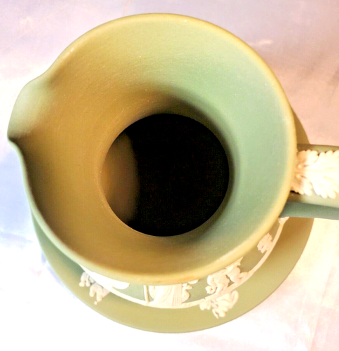 SALE PRICE CUT ***Wedgwood Jasperware Green Etruscan 5" Jug Pitcher and Plate - Picture 3 of 10