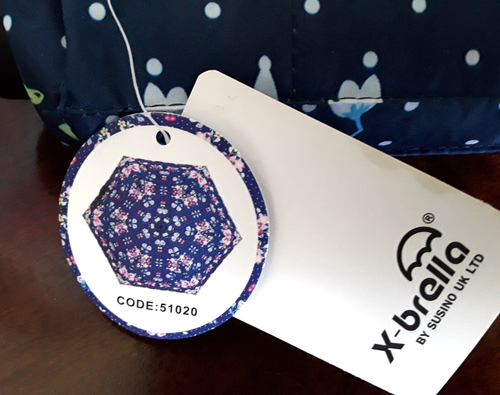 SUSINO BLUE FLORAL X BRELLA UMBRELLA NEW WITH TAG - Picture 4 of 6
