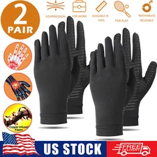 2 Pairs Copper Arthritis Compression Gloves Hand Support Joint Pain Relief Sport