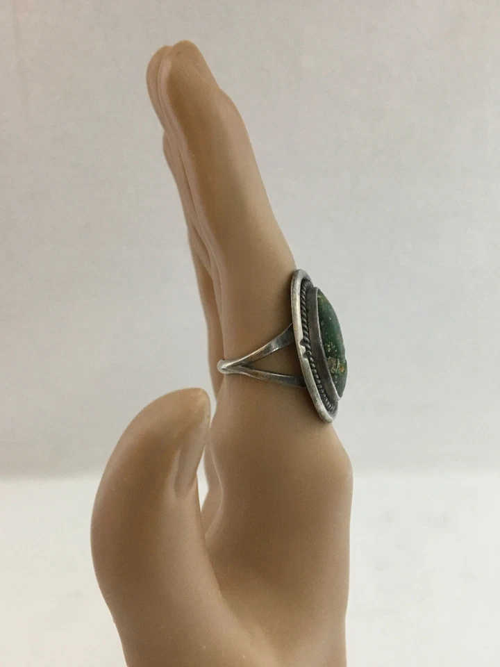 Anillo Navajo Plata Esterlina Gaspeite Verde Turquesa Cuerda 8g Talla 6 De Colección Foto 4 de 4