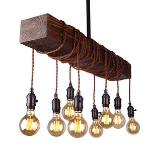 Antique Wooden Chandelier 8 Lights Farmhouse Beam Pendant ...