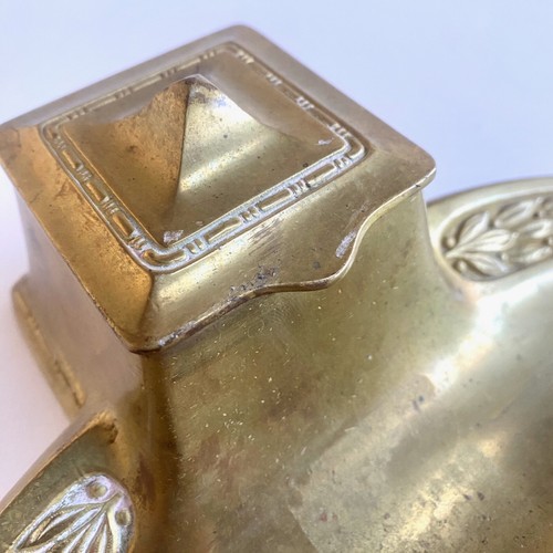 Bradley & Hubbard Jugendstil Messing Tintenfass mit original kobaltblauem Glas! - Bild 8 von 8