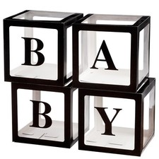 Baby Boxes with Letters for Baby Shower, Baby Shower Decorations with 4 Ballo...