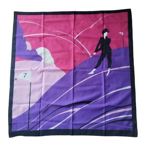 Agora Women's Playing Golf Theme 30'' x 30'' Square Scarf Made in Italy  - Picture 1 of 5