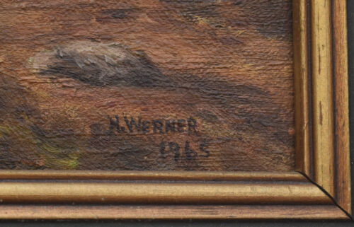 VINTAGE 1965 RUTH M WERNER OIL PAINTING LANDSCAPE DEER LISTED ARTIST - Picture 2 of 5
