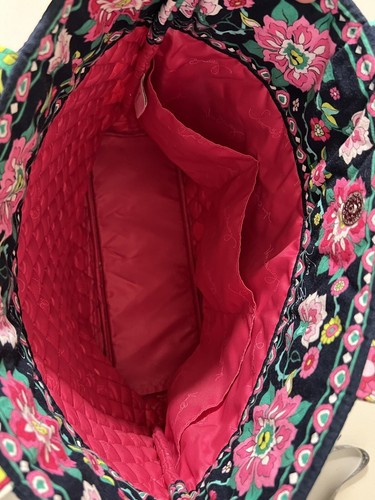 Vera Bradley Petal Paisley Shoulder Tote Handbag Pink Black Floral Retired - Picture 6 of 13