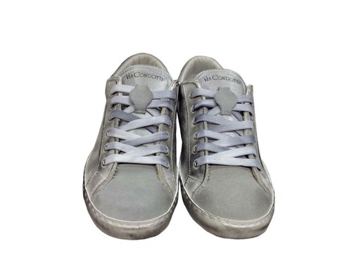 scarpe sneakers basse pelle traforata bianco grigio Via Condotti stella sfumato - Foto 3 di 5
