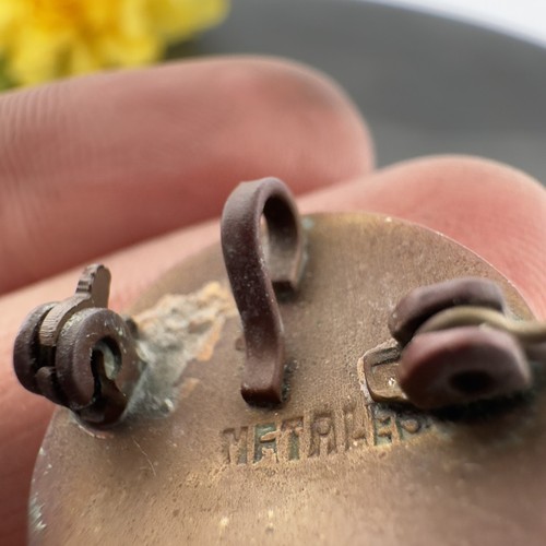 VINTAGE MEXIKO ✨ SIGNIERT ✨ KREIS ANSTECKNADEL BROSCHE ANHÄNGER TÜRKIS INTARSIEN MASKE EINHEIMISCH - Bild 8 von 10