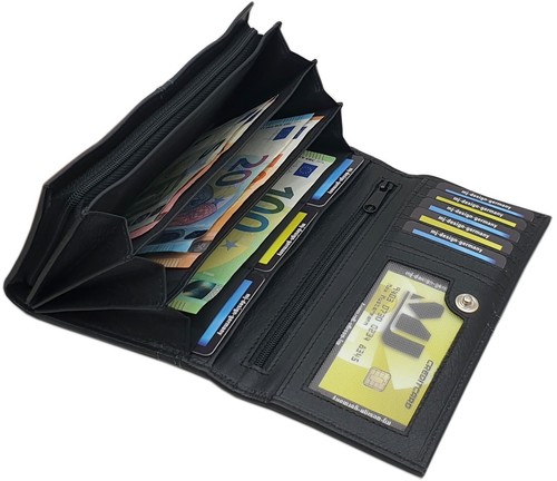 Große Büffelleder Damen Geldbörse Geldbeutel Portemonnaie Geldtasche RFID Schutz - Bild 2 von 5