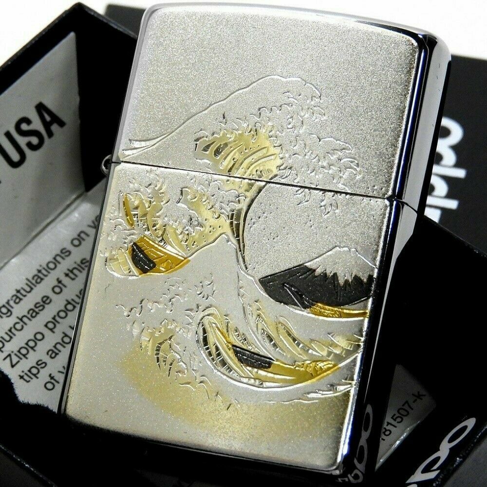 Zippo Mt. Fuji Big Wave Ocean Electroformed Plate Silver Zippo Mt. Fuji Big Wave Ocean Electroformed Plate Silver