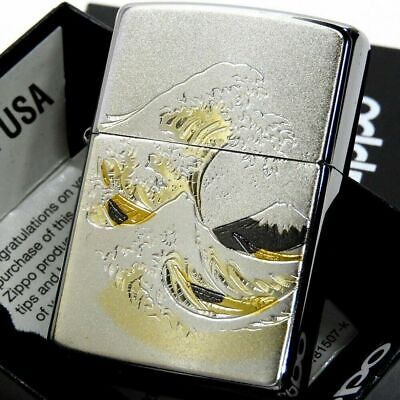 Zippo Mt. Fuji Big Wave Ocean Electroformed Plate Silver Zippo Mt. Fuji Big Wave Ocean Electroformed Plate Silver