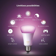 Philips Hue White and Color Ambiance 3rd Generation 10W A19 Single Bulb 464487