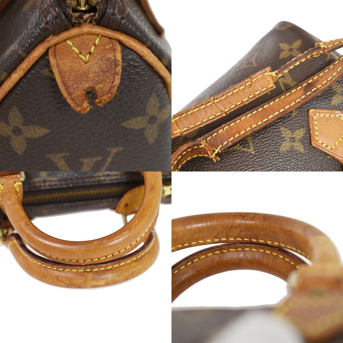 LOUIS VUITTON Mini Speedy 2Way Hand Bag Monogram Leather Brown 