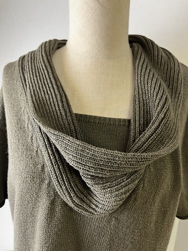 Biaggini Cowl Neck Olive Green Sweater tunic Size 2XL Pullover S/S - Picture 3 of 9