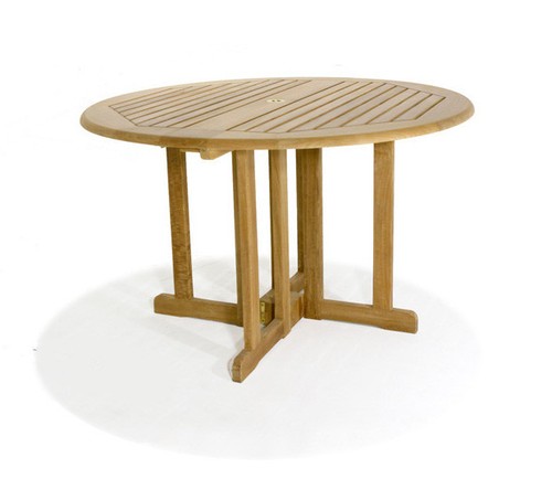 5-Piece Outdoor Teak Dining Set: 48" Butterfly Table 4 Stacking Arm Chairs Vello - Picture 4 of 11