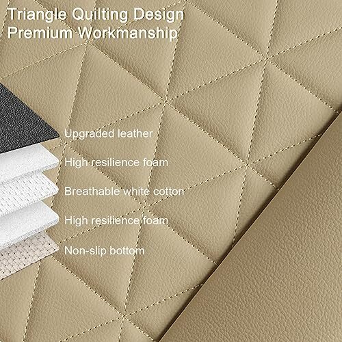 Luxury Polyvinyl Car Seat Cover Front Bottom Seat Cushion A-Triangle-Beige - Picture 5 of 6