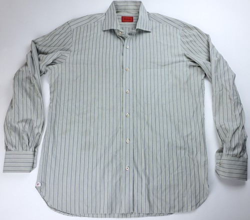 Isaia Napoli Mens Button-up Dress Shirt Size 16 x 41 Green Long Sleeve Striped - Picture 2 of 6