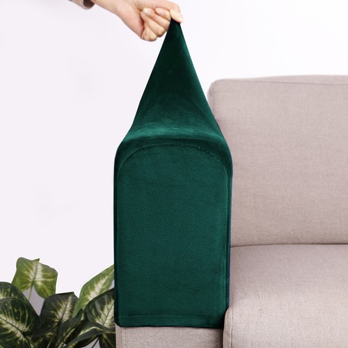 2x Stretch Velvet Armchair Covers Chair Arm Protector Cover Sofa Couch Armrest ~ - Picture 6 of 18