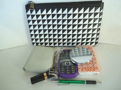 NEW $435 Proenza Schouler Small Zip Pouch Triangle Leather Black White Clutch - Picture 5 of 10