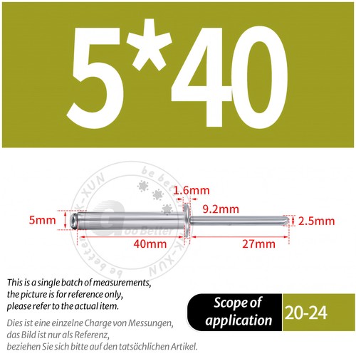 POP RIVETS ALUMINIUM BODY STEEL MANDREL OPEN END DOME HEAD 2mm 2.4mm 4mm - 6.4mm - Picture 91 of 171
