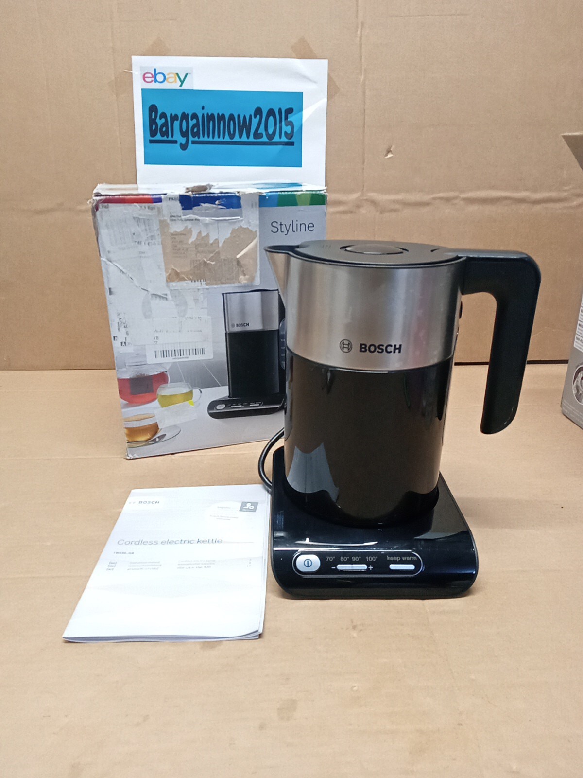 Bosch TWK8633GB Styline Black / Stainless Steel Kettle with Temperature